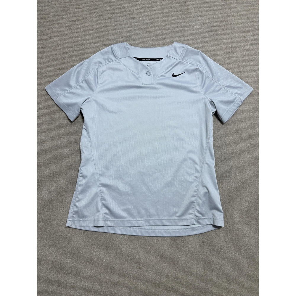 Nike Softball‎ Shirt Womens Large Gray Team Henley Jersey Performance AV6715-058